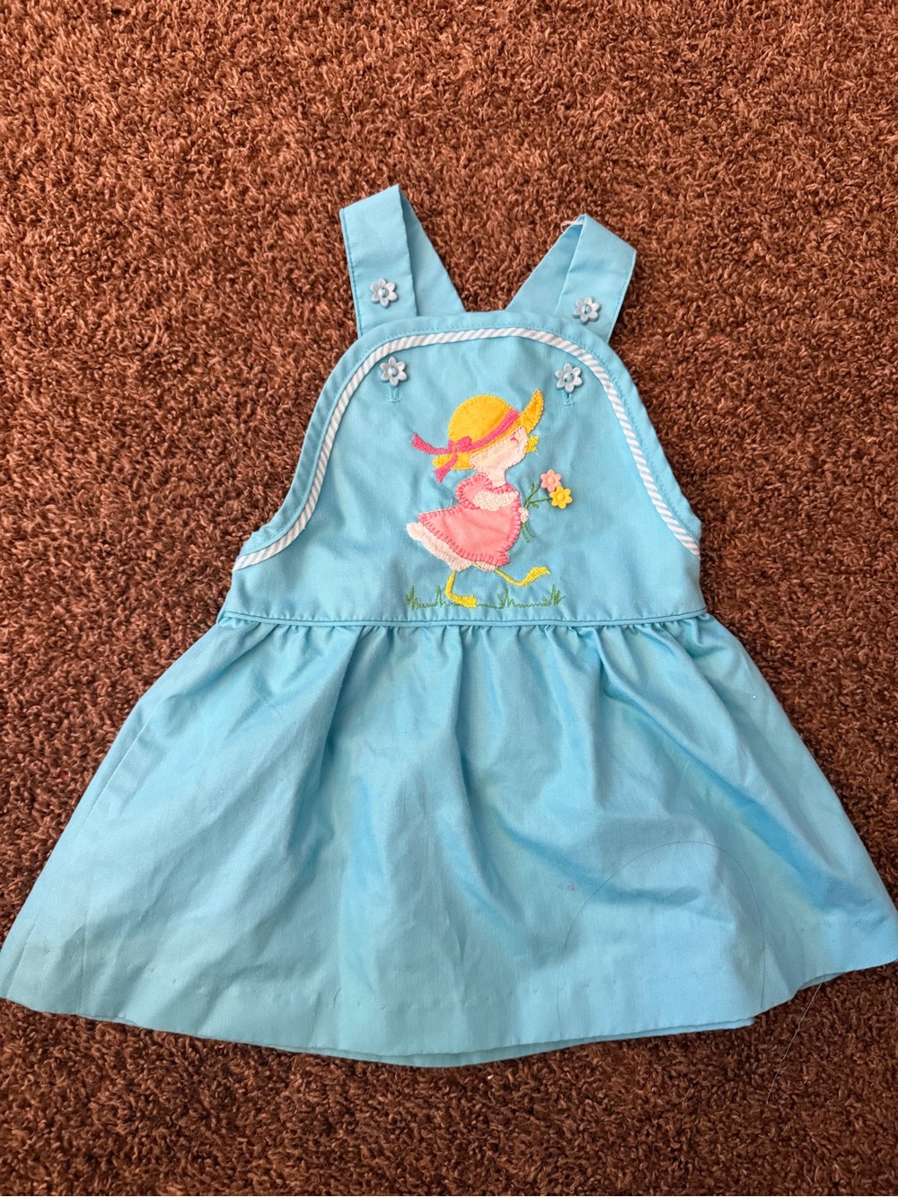 Vintage Girls' Light Blue Pinafore Dress